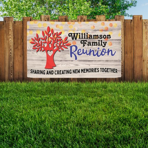 Family Tree Reunion Rustic Summer BBQ Party Banner