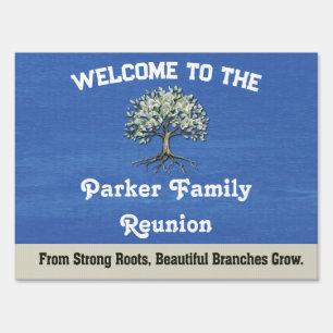 Family Tree Reunion Rustic Welcome Sign