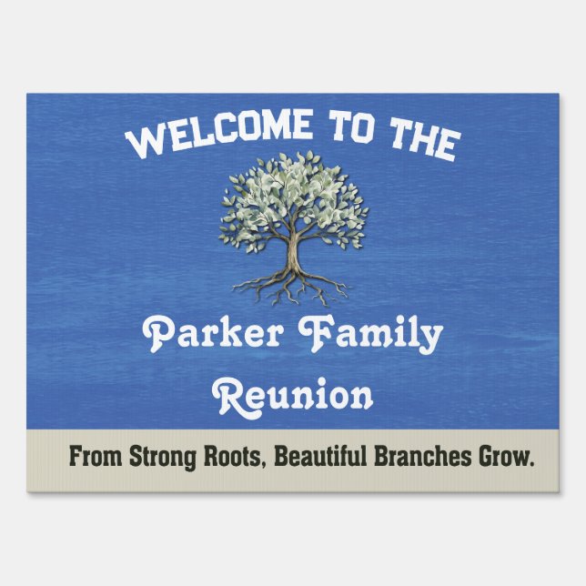 Family Tree Reunion Rustic Welcome Sign (Front)