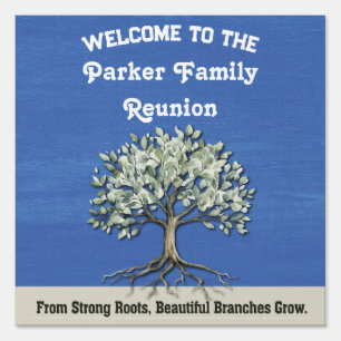 Family Tree Reunion Rustic Welcome Sign