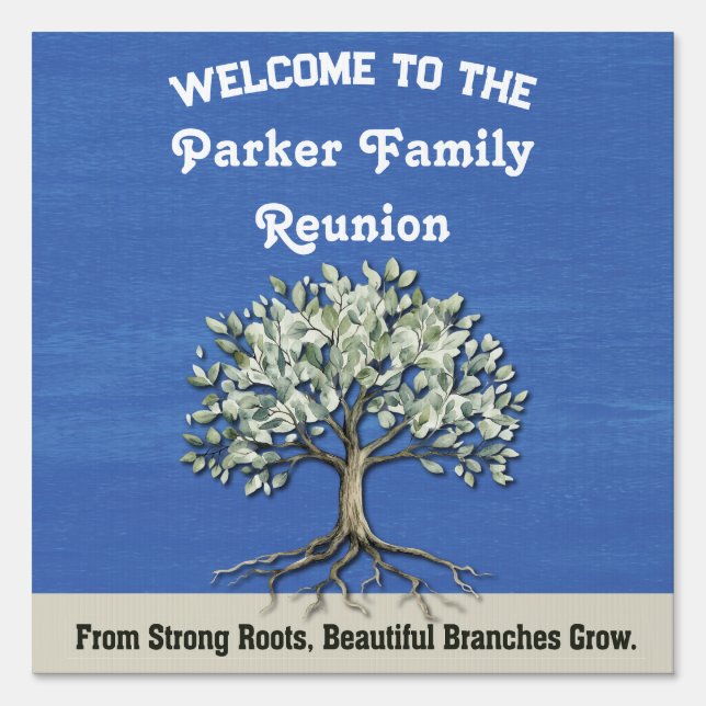 Family Tree Reunion Rustic Welcome Sign (Front)