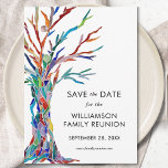 Family Tree Reunion Save The Date<br><div class="desc">Ask your family to Save the Date for their Family Reunion with this modern and stylish card. It features a colorful family tree which was originally made in glass mosaic. Easily customizable with your details. Use the Customize Further option to change the text size, style, or color. Because we create...</div>