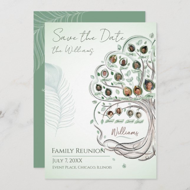 Family Tree Reunion Save The Date Invitation (Front/Back)