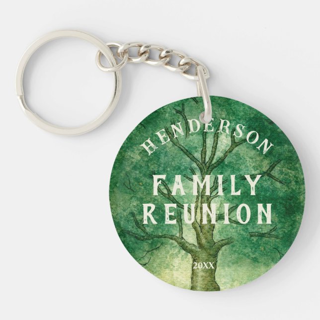 Family Tree Rustic Family Reunion Keychain (Front)