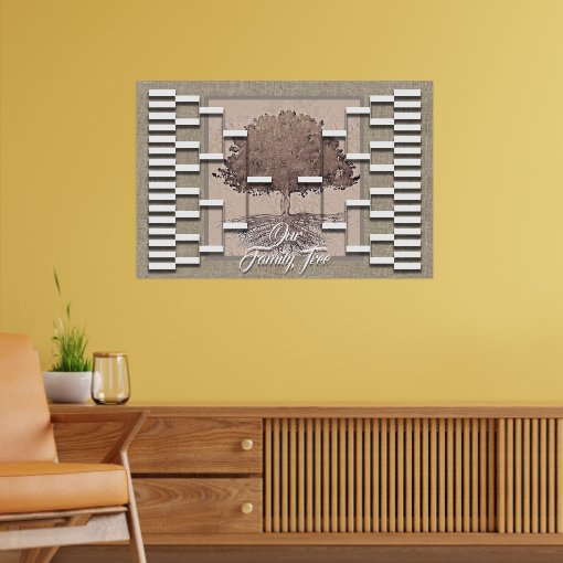Family Tree Rustic Linen Look Poster | Zazzle