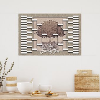 Family Tree Rustic Linen Look Poster | Zazzle