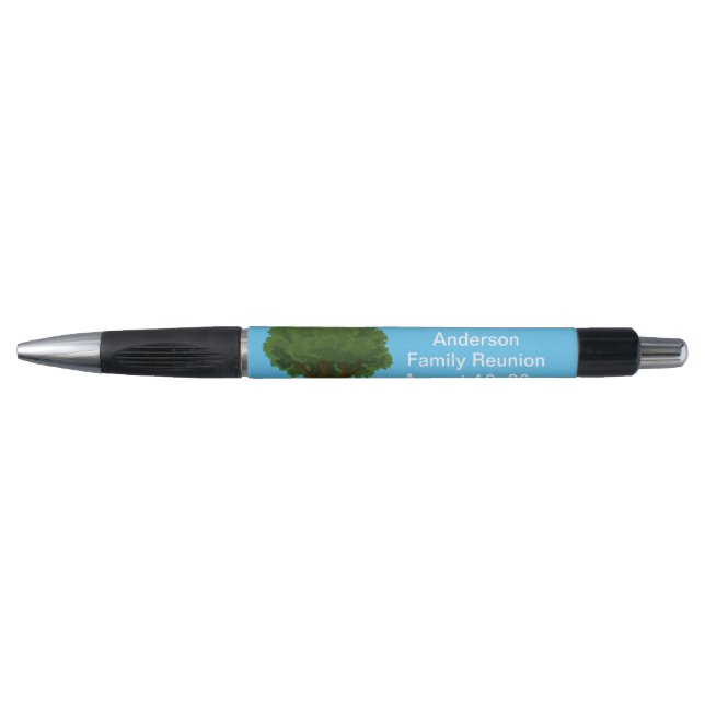 Family Tree Sky Blue White Family Reunion Souvenir Pen (Front)