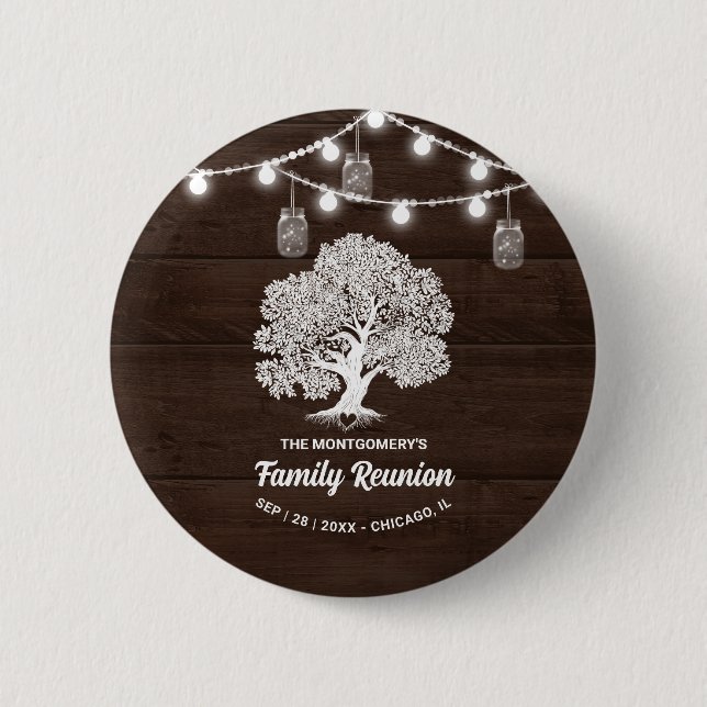 Family Tree String Lights Reunion Button Favor (Front)