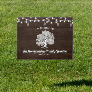 Family Tree String Lights Reunion Welcome Sign