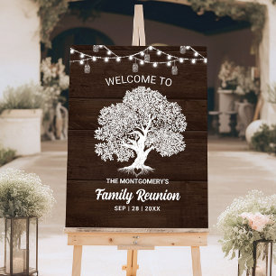 Family Tree String Lights Reunion Welcome Sign