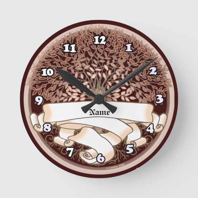 Family Tree Surname Round Clock (Front)
