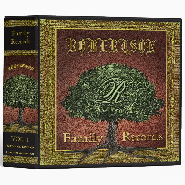 Family Tree | Vintage Leather Book Look 3 Ring Binder (Front/Spine)