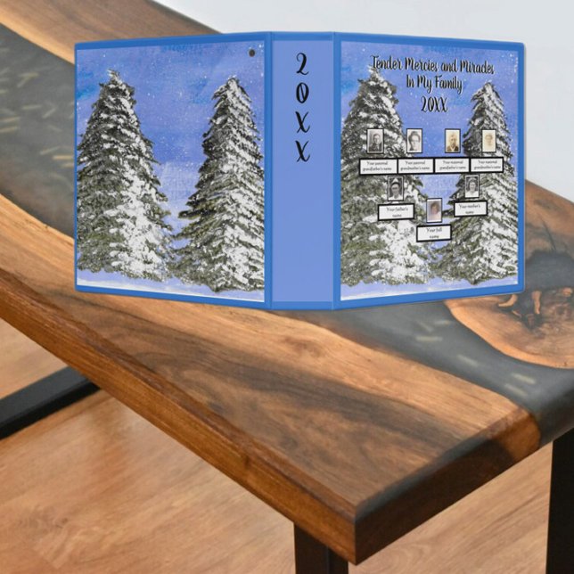 Family Tree Watercolor Snowy Pines Mercies  3 Ring Binder (Creator Uploaded)