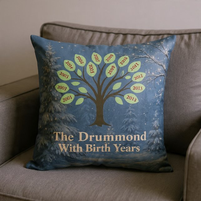 Family Tree With Birth Years Christmas Throw Pillow (Creator Uploaded)