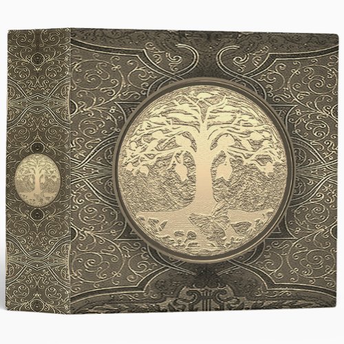 Family Tree with Butterfly Gold 3 Ring Binder
