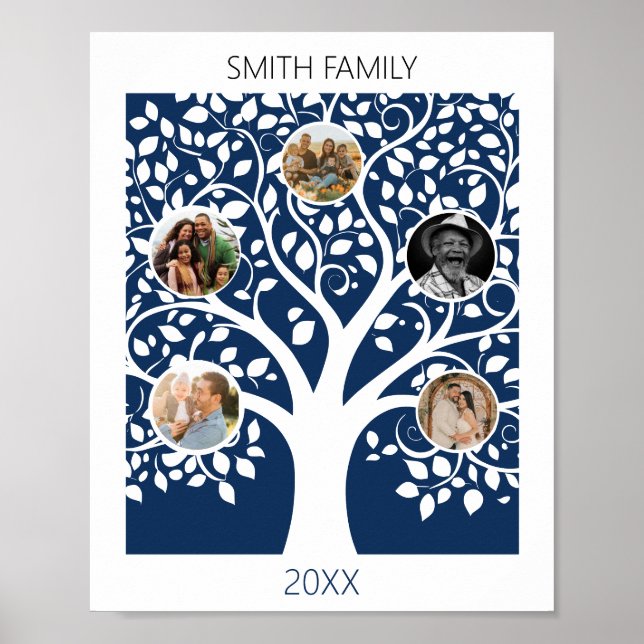 Family Tree with Photos – Customizable Family  Pos Poster (Front)