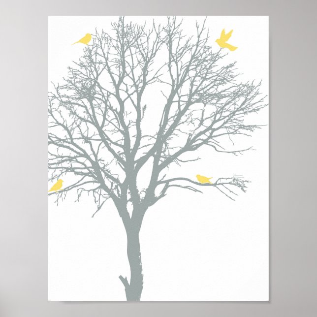 Family Tree with Yellow Birds Poster (Front)