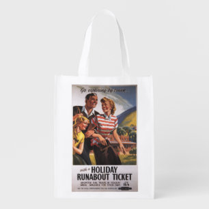 Family Trio on Holiday Runabout Savings Grocery Bag
