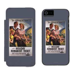 Family Trio on Holiday Runabout Savings Wallet Case For iPhone SE/5/5s