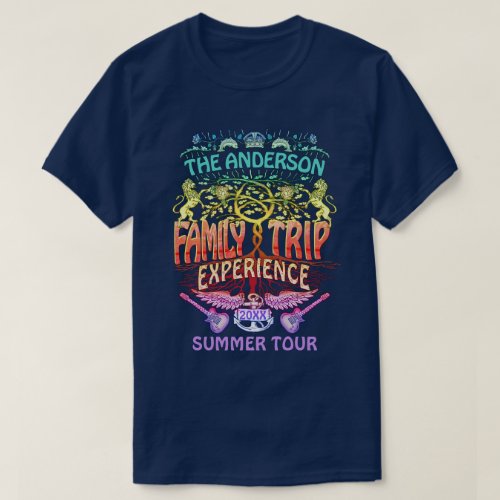 Family Trip Band Retro 70s Concert Logo Neon T_Shirt