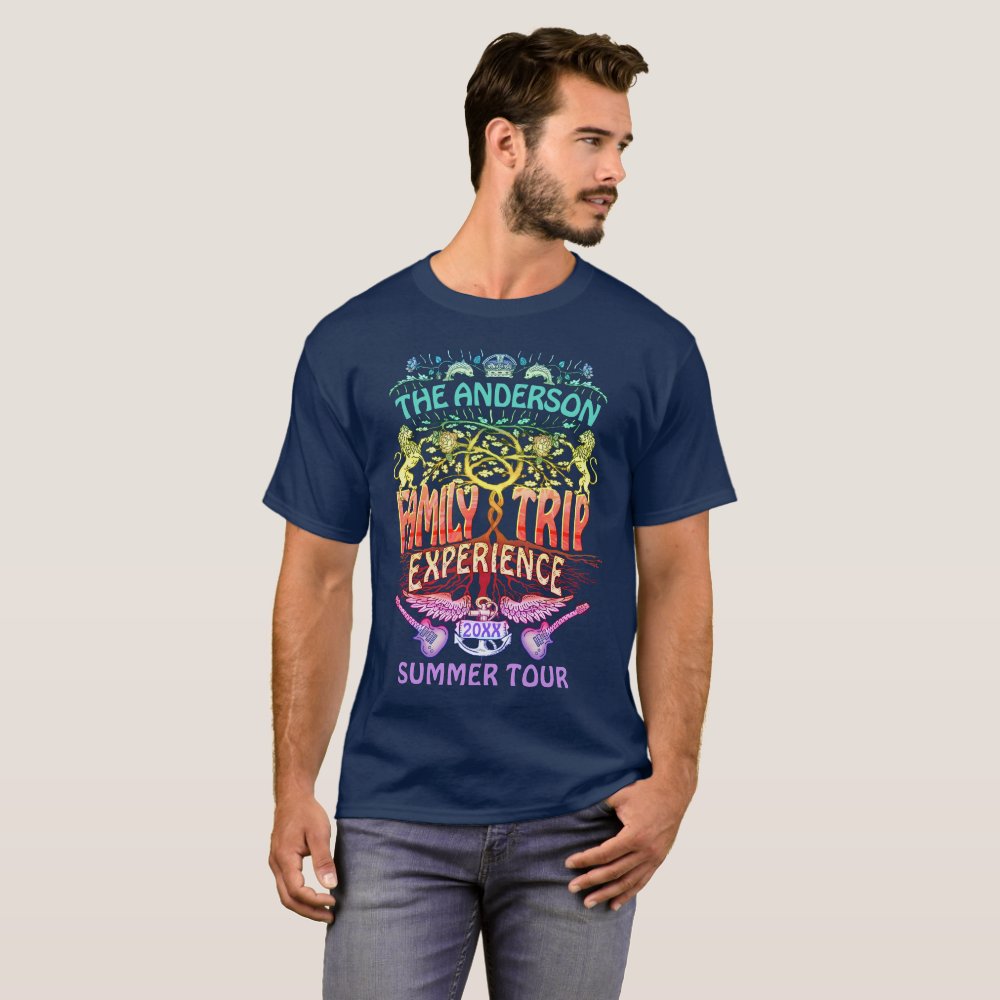 Family Trip Band Retro 70s Concert Logo Neon Personalized T-Shirt