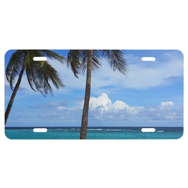 Family Trip Beach Vacation Guadeloupe Caribbean License Plate (Front)
