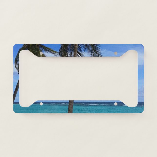 Family Trip Beach Vacation Guadeloupe Caribbean License Plate Frame (Front)