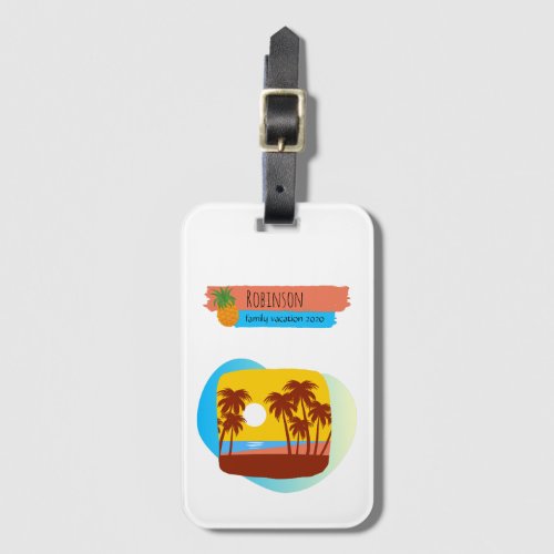 Family Tropical Beach Vacation Souvenir Luggage Tag
