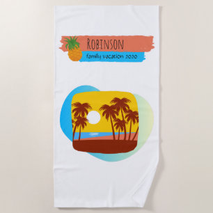 Family Tropical Beach Vacation Souvenir Towel
