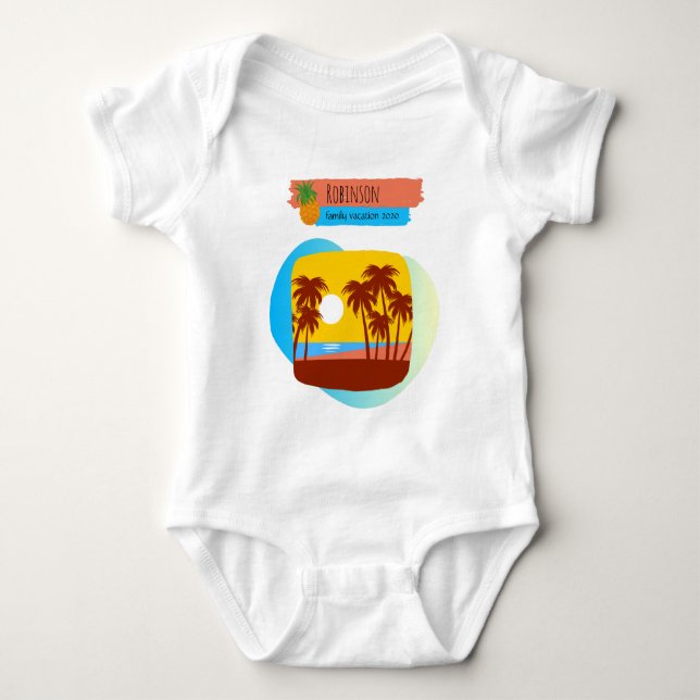 Family Tropical Vacation Matching Souvenir Baby Bodysuit (Front)