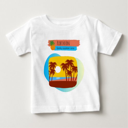 Family Tropical Vacation Matching Souvenir Baby T_Shirt