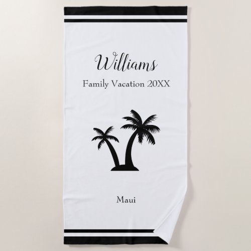 Family Tropical Vacation Palm Tree Keepsake Beach Towel