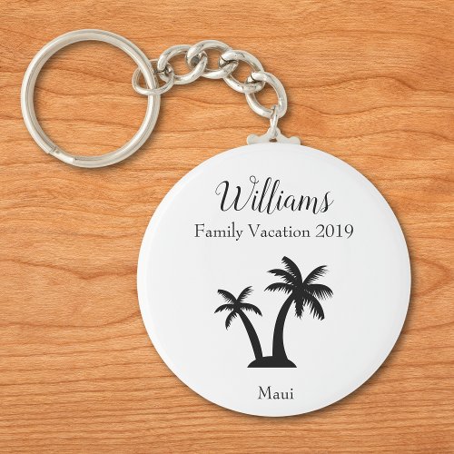 Family Tropical Vacation Palm Tree Keepsake Keychain