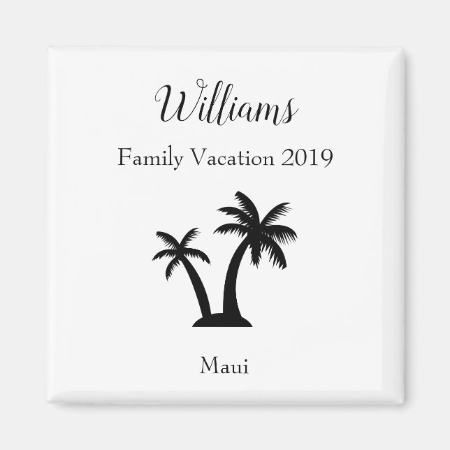 Family Tropical Vacation Palm Tree Keepsake Magnet (Front)
