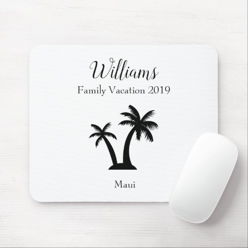 Family Tropical Vacation Palm Tree Keepsake Mouse Pad