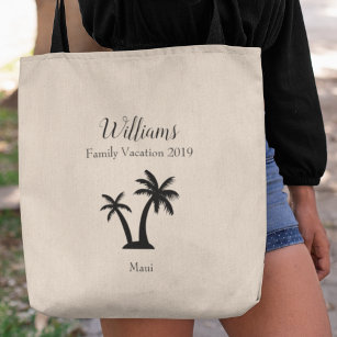 Family Tropical Vacation Palm Tree Keepsake Tote Bag
