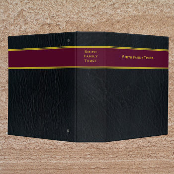 Family Trust Estate Planning Black Faux Binder by Sideview at Zazzle