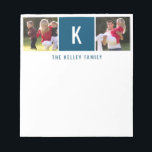 Family Two Photo Personalized Blue Notepad<br><div class="desc">Add your favorite photos,  initial and text using the template form.  Choose "customize further" to move the photos as needed or to change the font.</div>