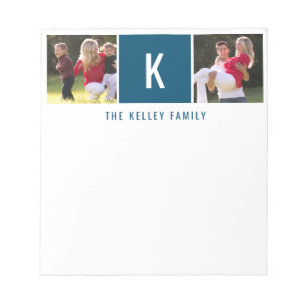 Family Two Photo Personalized Blue Notepad