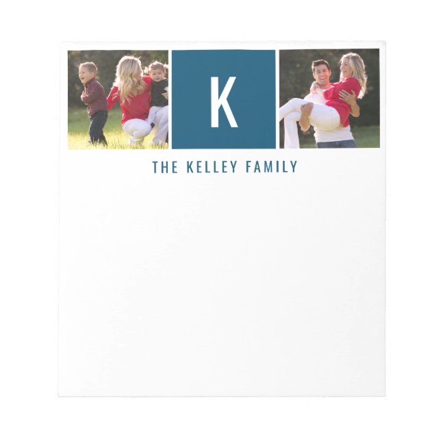 Family Two Photo Personalized Blue Notepad (Front)