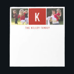 Family Two Photo Personalized Red Notepad<br><div class="desc">Add your favorite photos,  initial and text using the template form.  Choose "customize further" to move the photos as needed or to change the font.</div>