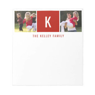 Family Two Photo Personalized Red Notepad