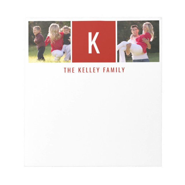 Family Two Photo Personalized Red Notepad (Front)