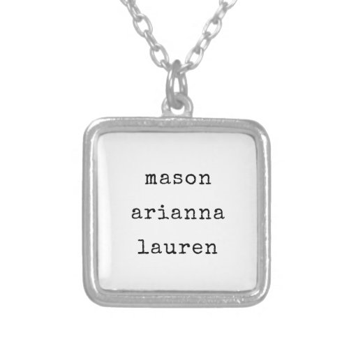 Family Type  Your Childrens Names Silver Plated Necklace