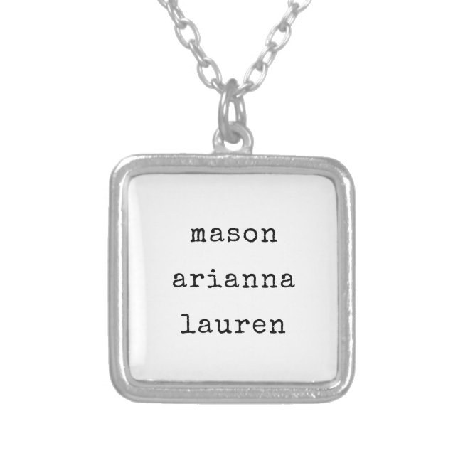 Family Type | Your Children's Names Silver Plated Necklace (Front)