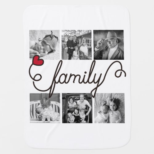 Family Typography Art Red Heart Instagram Photos Baby Blanket