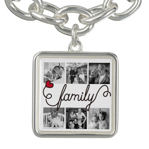 Family Typography Art Red Heart Instagram Photos Bracelet