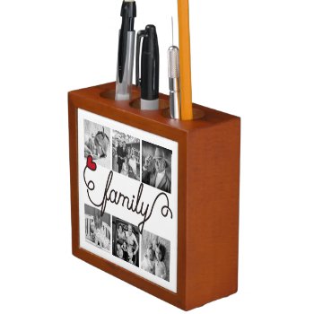 Family Typography Art Red Heart Instagram Photos Desk Organizer by BCMonogramMe at Zazzle
