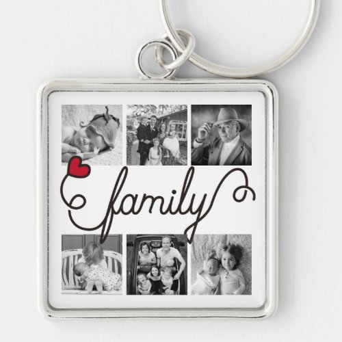 Family Typography Art Red Heart Instagram Photos Keychain