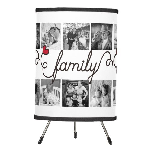 Family Typography Art Red Heart Instagram Photos Tripod Lamp